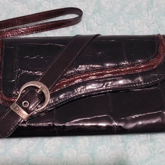 DIOR GAUCHO SHINY CROC EMBOSSED CLUTCH - Picture 8 of 9